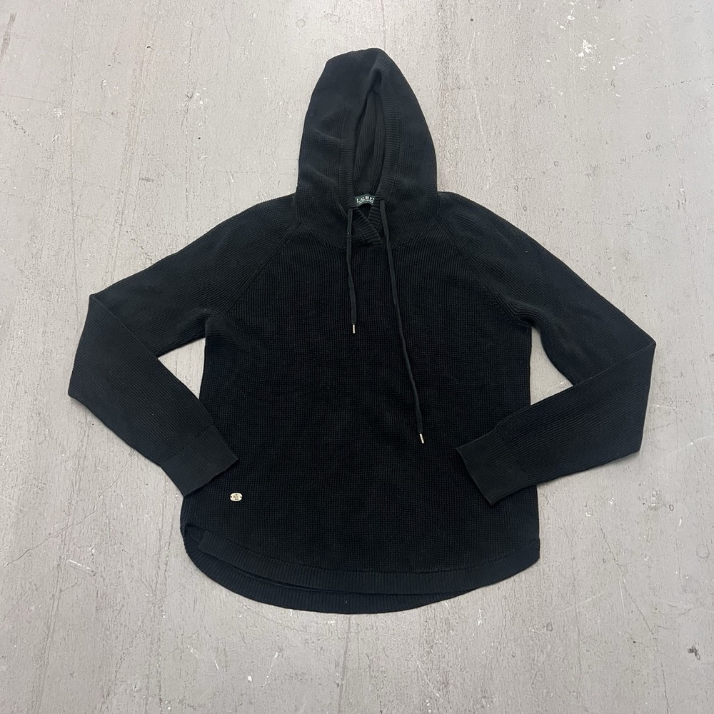 Lauren Ralph Lauren Women's Hoodie Pullover Sweater‎ Knit Size Large Black